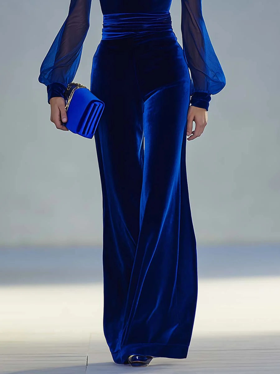 Gracelynn™ V-Neck Velvet Jumpsuit