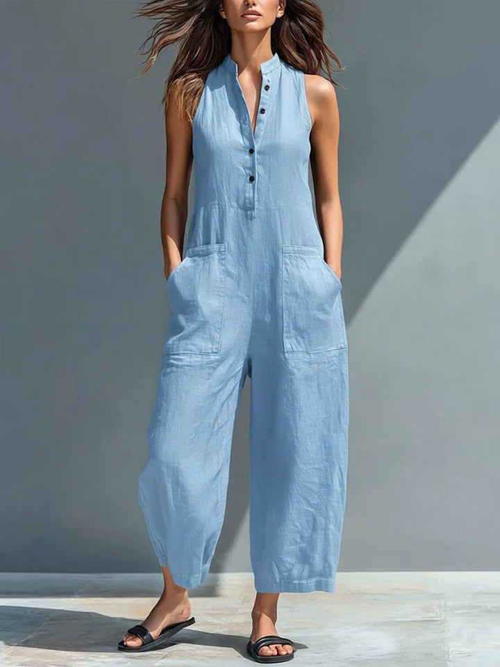 Geraldine™ Sleeveless Faux Linen Jumpsuit