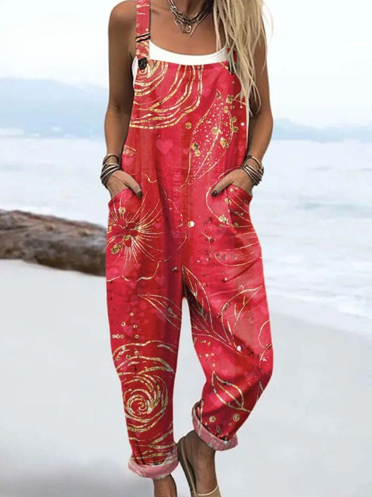 Phoebe™ Printed Wide-Leg Dungarees