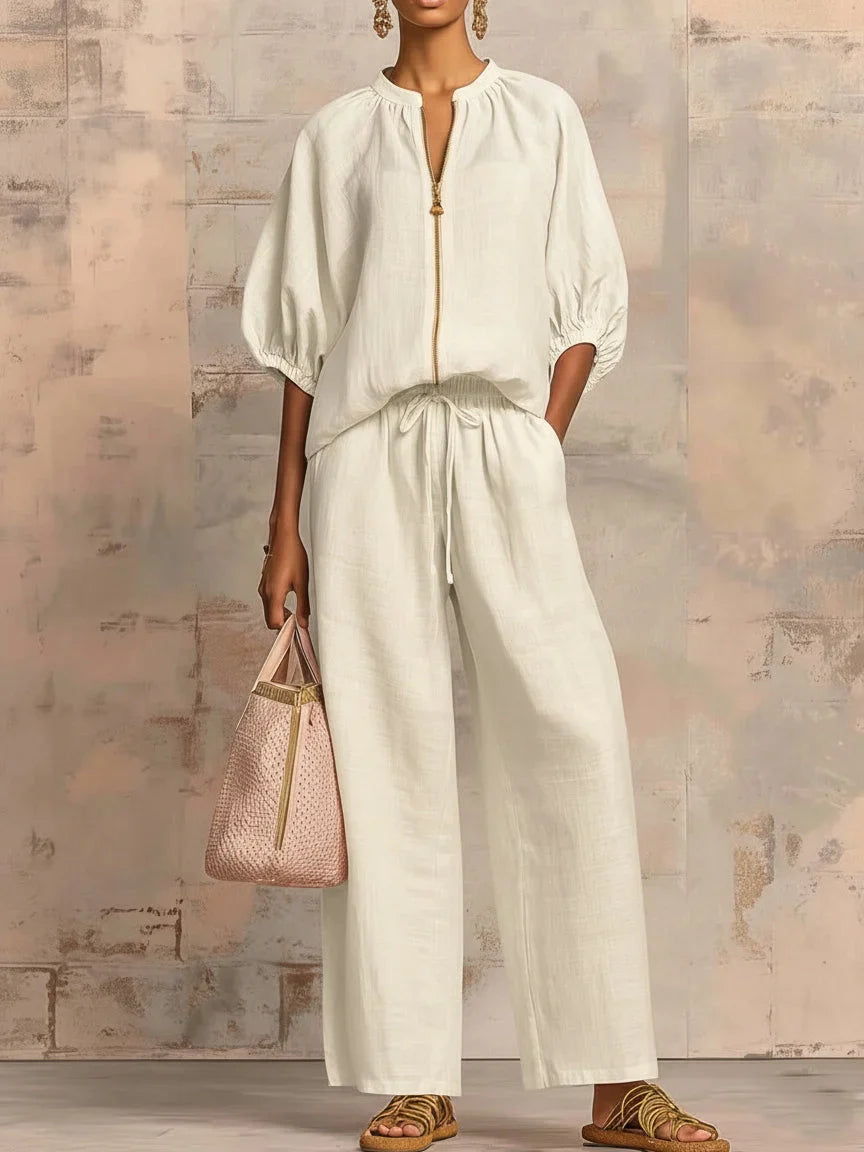 Amélie | Effortless Linen Zip Two-Piece Set